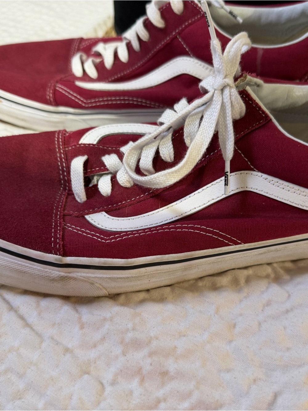 Vans Old Skool Low Top Sneakers in Burgundy and White